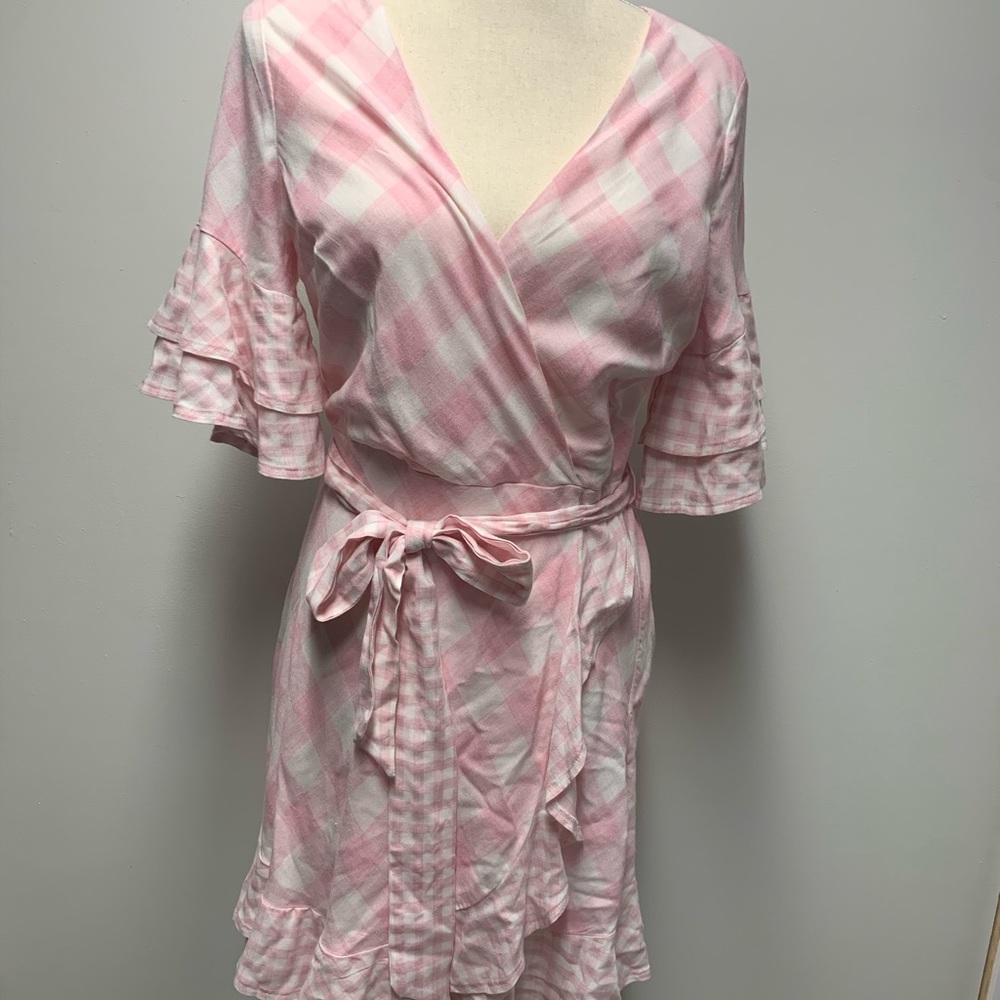 Pink and white dress